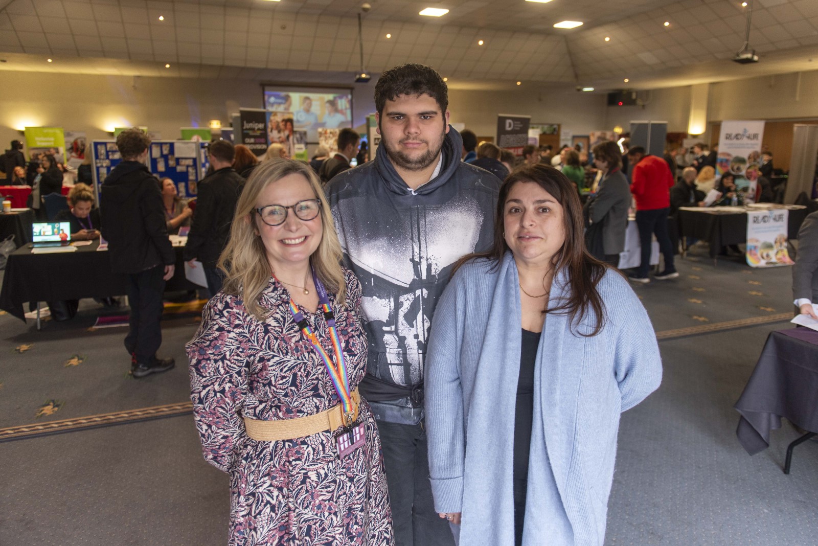 At the third Moving into Adulthood Careers Fair for children and young people with special educational needs or disabilities was Sarah Reynolds, the City of Wolverhampton Council's Service Manager, SEND Early Identification and Support, Year 11 student Jacob Graves, and his mother Joanne Suman