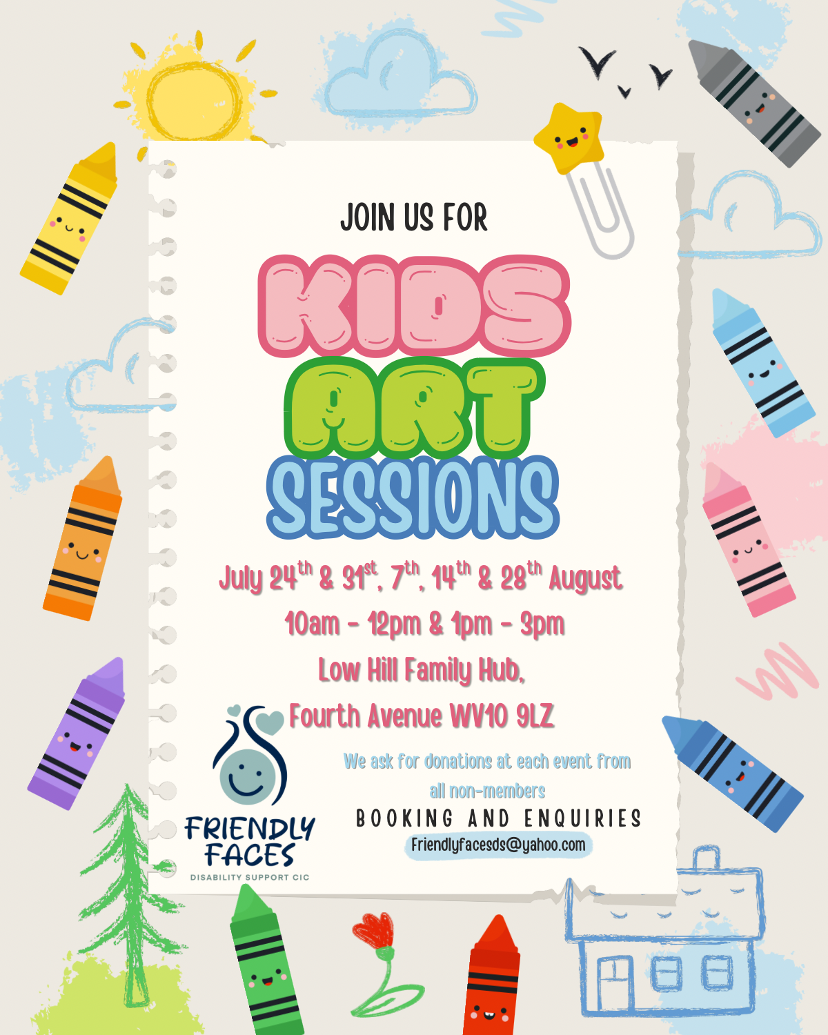 Friendly Faces - Kids Art sessions